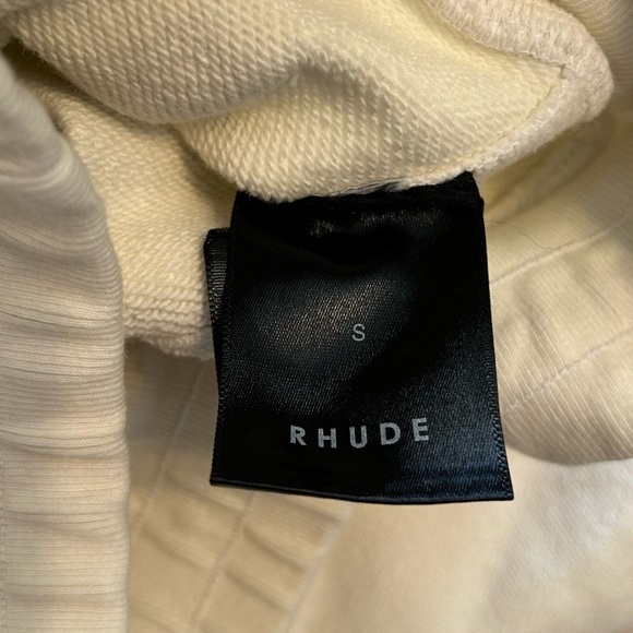 Rhude Men’s Embroidered Logo Loopback Cotton Jersey Sweatpants in Cream, Small - Picture 4 of 13
